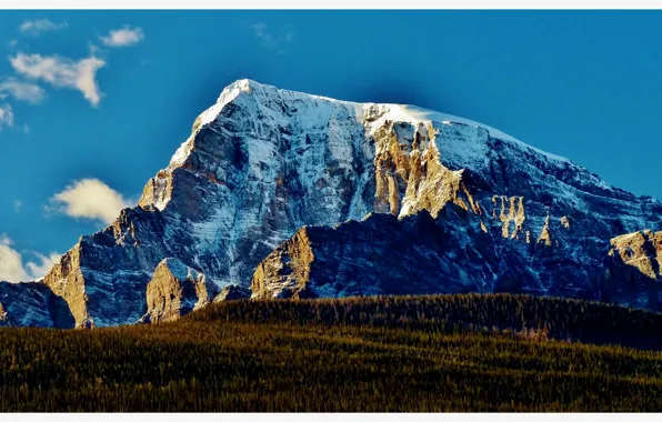 Картинка снег, пейзаж, горы, Канада, Альберта, Замковая гора