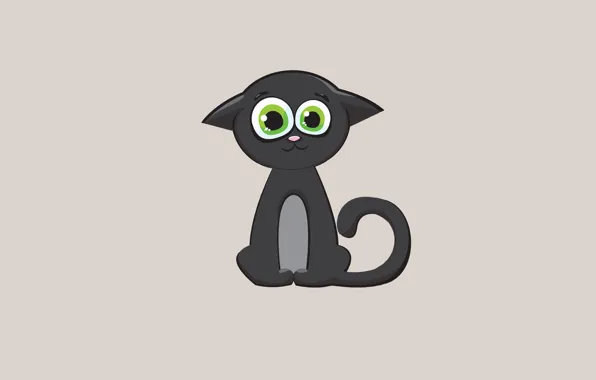 Картинка кот, черный, минимализм, cat