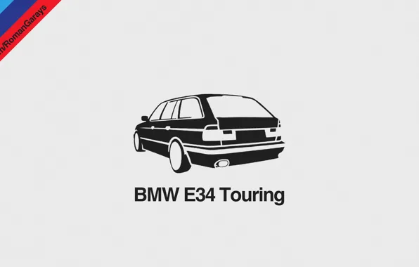 Картинка BMW, Dark, Helvetica, Car, Design, Black, Wallpaper, E34, Gray, Touring, Minimalism, Graphics, Bavarian, Tricolor