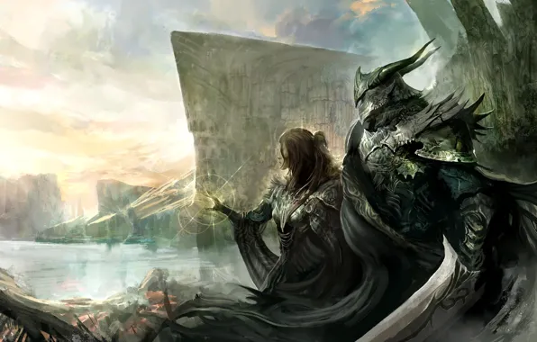 Картинка девушка, меч, доспехи, воин, воительница, Kekai Kotaki