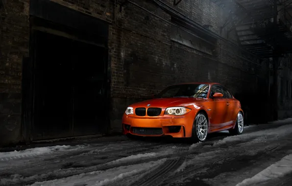 Картинка ночь, оранжевый, бмв, BMW, orange, 1 серия, E82