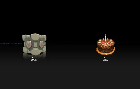 Картинка Portal, куб, свечка, тортик