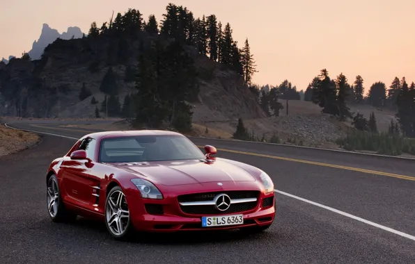 Картинка Mercedes-Benz, red, SLS