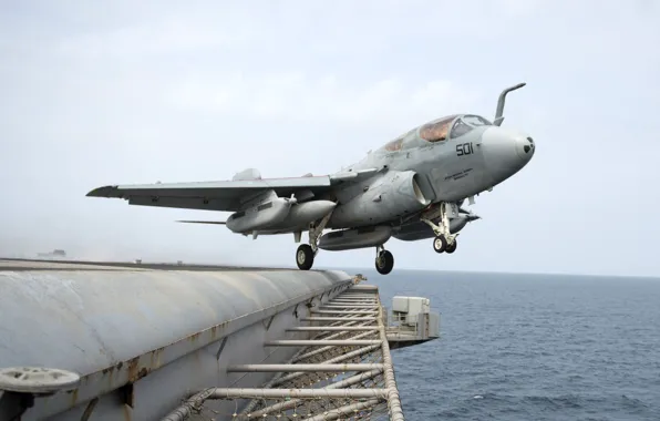 Картинка США, самолёт, взлет, Grumman, Prowler, ВМС, палубный, EA-6, с палубы