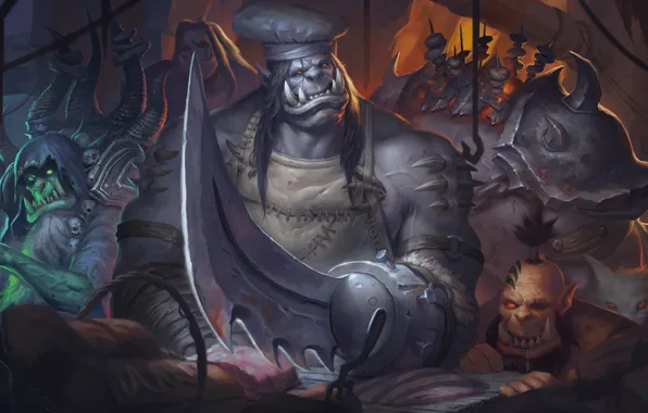 Картинка кухня, World of Warcraft, Warcraft, орк, wow, orc, Warlords of Draenor, Kargath Bladefist, Ner'zhul, Kilrogg …