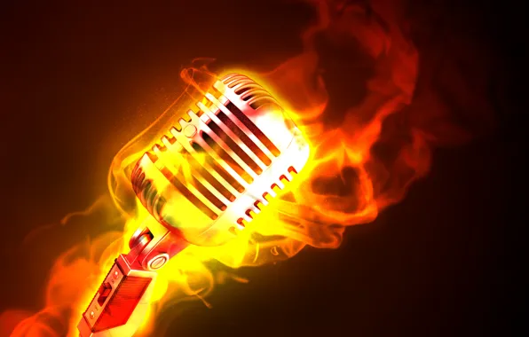 Картинка огонь, пламя, микрофон