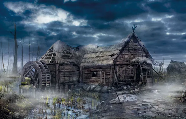 Картинка дом, деревня, ведьмак, The Witcher 3: Wild Hunt