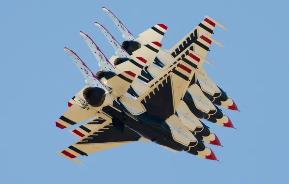 Картинка истребители, F-16, Fighting Falcon, Thunderbird