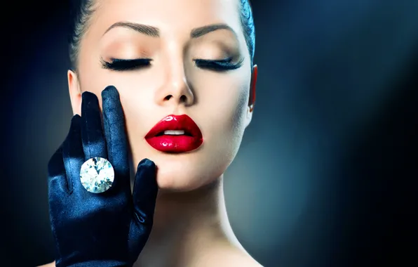 Картинка девушка, ресницы, модель, макияж, кольцо, Анна Субботина