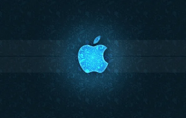 Картинка синий, полосы, узор, apple, яблоко
