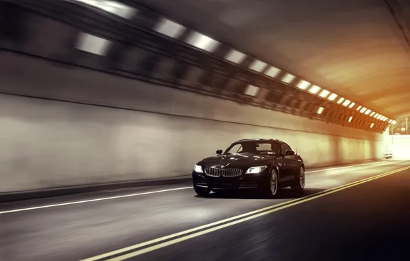 Картинка скорость, BMW, тоннель, black, front, 35i, sDrive, E89