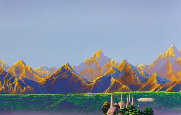 Картинка горы, остров, фэнтези