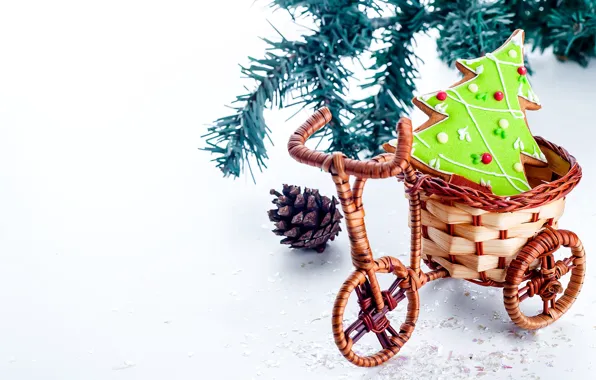 Картинка велосипед, Новый Год, печенье, Рождество, Christmas, елочка, New Year, плетеный, Xmas, cookies, Merry, 2016, Yuliia …