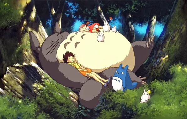 Картинка зелень, Тоторо, Сацуки, Мэй, Hayao Miyazaki, My Neighbor Totoro