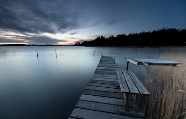 Картинка мост, озеро, Sweden, Varmland, Skoghall
