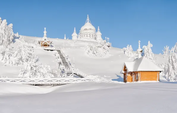 Картинка зима, снег, пейзаж, Белогорский Свято-Николаевский мужской монастырь