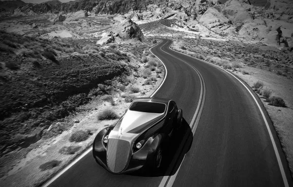Картинка дорога, степь, холмы, концепт, Rolls-Royce Jonckheere Aerodynamic Coupe II, Угур Сахин