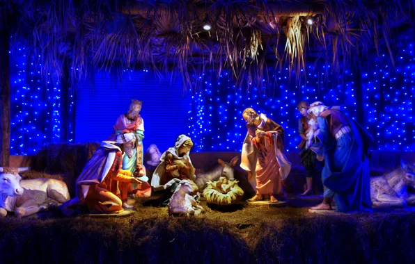 Картинка Рождество, младенец, волхвы, ясли, три короля, вертеп