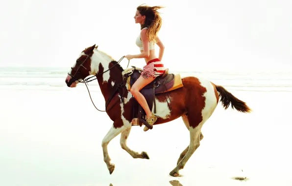 Картинка модель, лошадь, галоп, романтично, экстремально