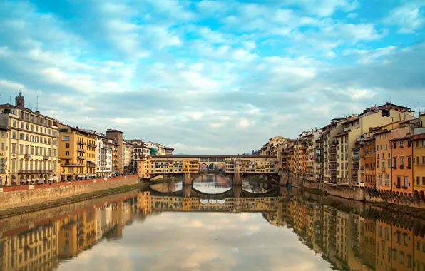 Картинка река, здания, Италия, Флоренция, Italy, Florence, Ponte Vecchio, Старый мост