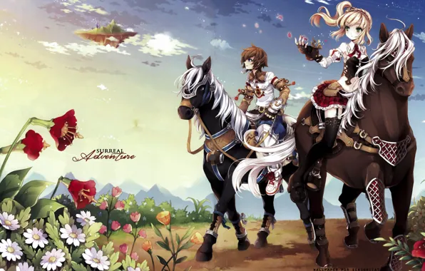 Картинка лошадь, игра, аниме, арт, девочка, парень, двое, Surreal Adventure - Minitokyo