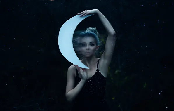 Картинка девушка, луна, Aleah Michele, Swear by the Moon