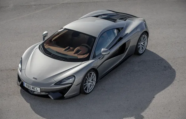 Картинка асфальт, серый, McLaren, вид сверху, 570S