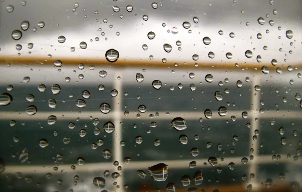Картинка море, стекло, капли, дождь, яхта