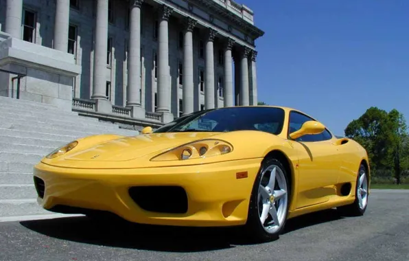 Картинка Дорога, Машина, Желтая, Ferrari, F430 Scuderia