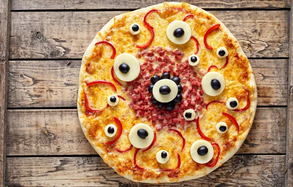 Картинка сыр, перец, пицца, оливки, колбаса, выпечка, peppers, cheese, olives, sausage, Pizza