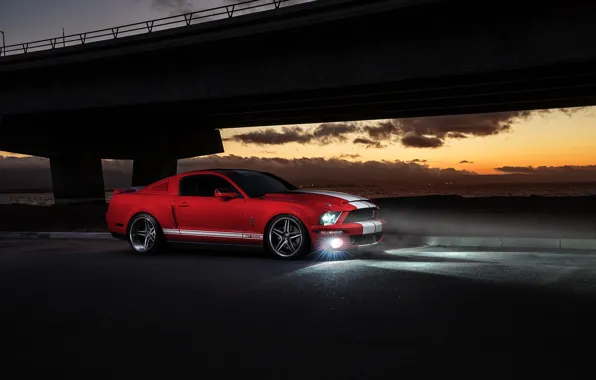 Картинка Mustang, Ford, Shelby, GT500, Muscle, Red, Car, Front, Sunset, Collection, Aristo