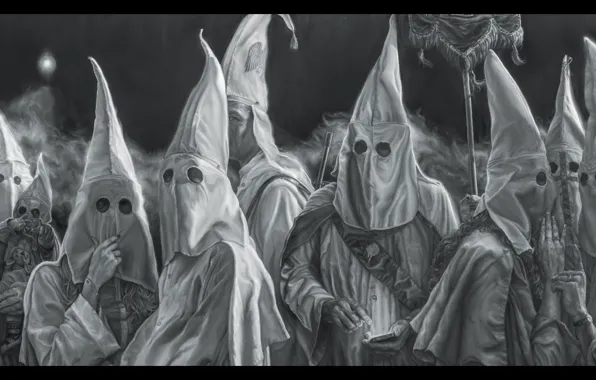 Картинка reality, parody, Artist Vincent Valdez, Paints, The Ku Klux Klan, panoramic