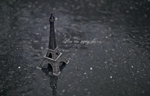 Картинка асфальт, вода, фон, дождь, земля, обои, настроения, эйфелева башня, париж, франция