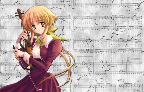 Картинка девушка, ноты, скрипка