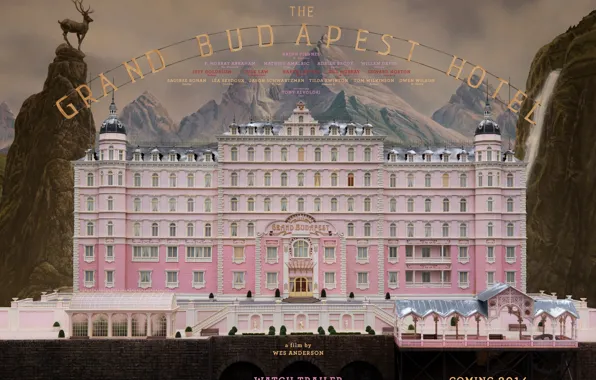 Картинка movie, poster, adventure, 2014, comedy, drama, отель гранд будапешт, Wes Anderson, the grand budapest hotel