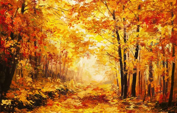 Картинка осень, листья, деревья, окрас, время года