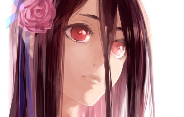 Картинка цветок, девушка, лицо, аниме, арт, blood+, g.g.lemon, otonashi saya