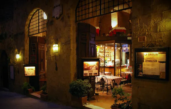 Картинка город, улица, вечер, ресторан, lovely restaurant in Italy