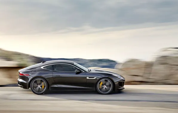 Картинка дорога, черный, скорость, Jaguar