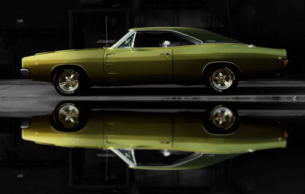 Картинка отражение, Додж, 1969, Dodge, диски, Charger, Muscle Car