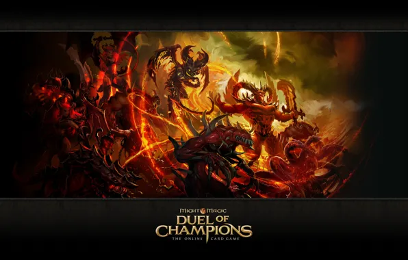 Картинка цербер, суккуб, разрушитель, Might &amp; Magic: Duel of Champions, бес хаоса, безумец, изверг, инферно