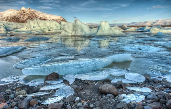 Картинка камни, лёд, Iceland
