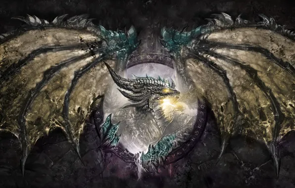 Картинка дракон, крылья, фэнтези, Fantasy, dragon