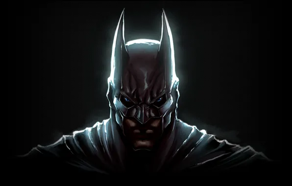 Картинка глаза, лицо, темный, маска, уши, рыцарь, плащ, The Dark Knight, Batman