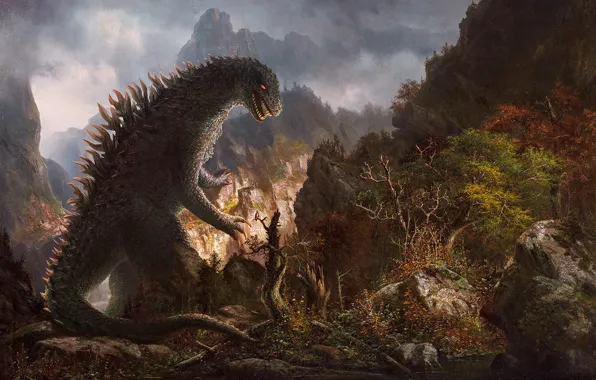 Картинка лес, природа, монстр, Годзилла, Godzilla
