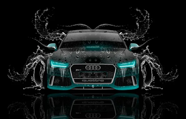 Картинка Audi, Вода, Дизайн, Черный, Ауди, Неон, Машина, Стиль, Обои, Фон, Водяная, Car, Арт, Art, Photoshop, …