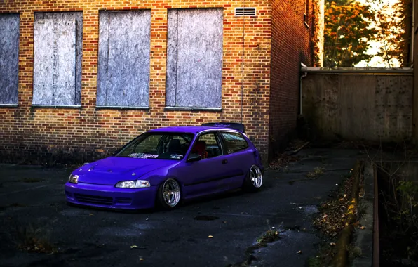 Картинка Purple, Honda Civic, цивик, stance. хонда