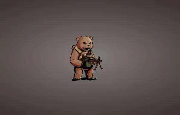 Картинка оружие, минимализм, медведь, пулемет, прицел, bear