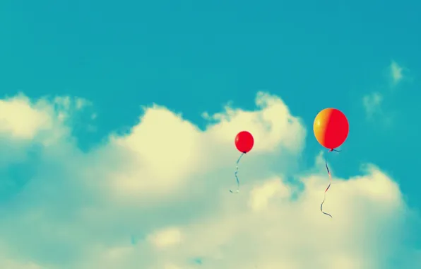Картинка небо, облака, праздник, воздушный шарик