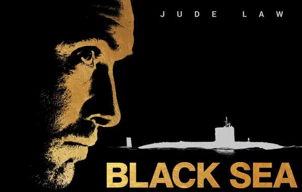 Картинка лицо, силуэт, субмарина, профиль, черный фон, постер, Джуд Лоу, подводная лодка, Jude Law, Чёрное море, …